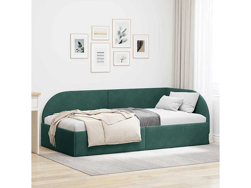 Estrutura de Cama de Canto Verde-escuro 80 x 200 cm Veludo
