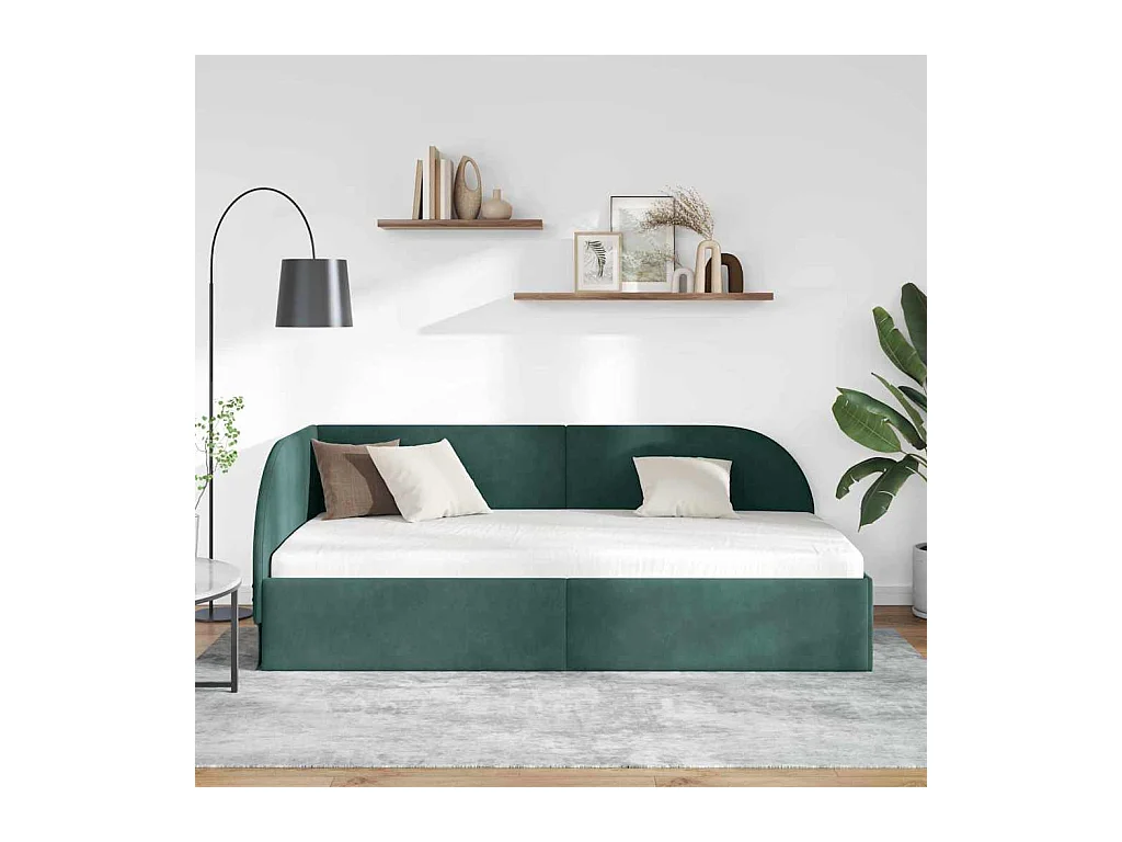 met hoofdeinde Donkergroen 80 x 200 cm Fluweel