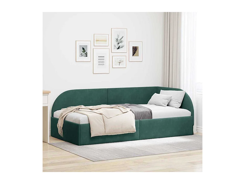 Estructura de cama en esquina Verde oscuro 80 x 200 cm