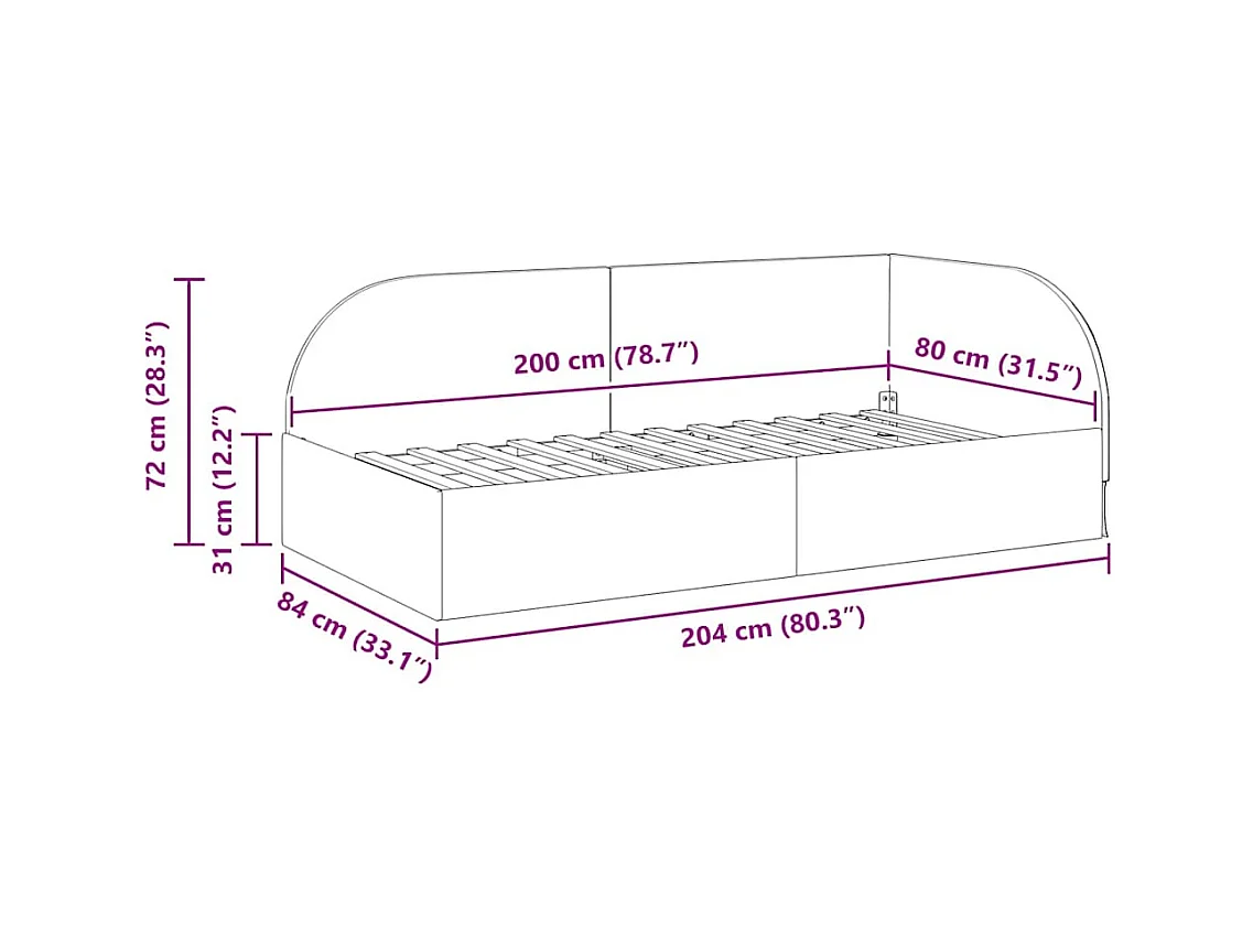 Cadre de lit d'angle Vert foncé 80 x 200 cm Velours