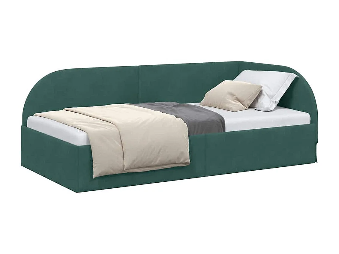 Cadre de lit d'angle Vert foncé 80 x 200 cm Velours