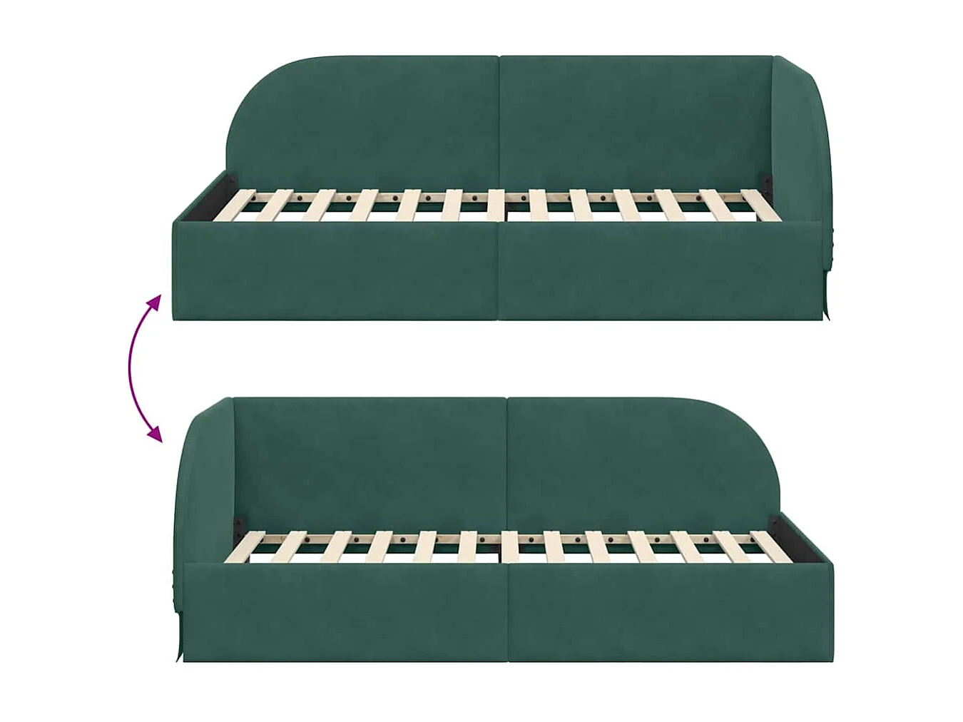 Cadre de lit d'angle Vert foncé 80 x 200 cm Velours