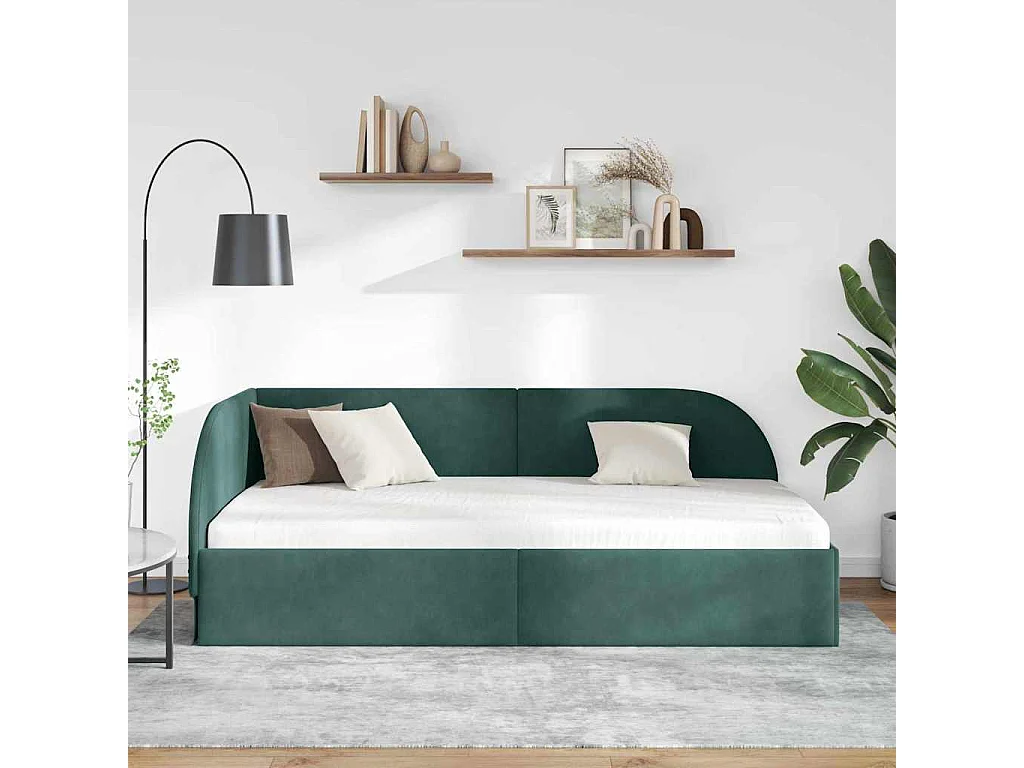 Cadre de lit d'angle Vert foncé 80 x 200 cm Velours
