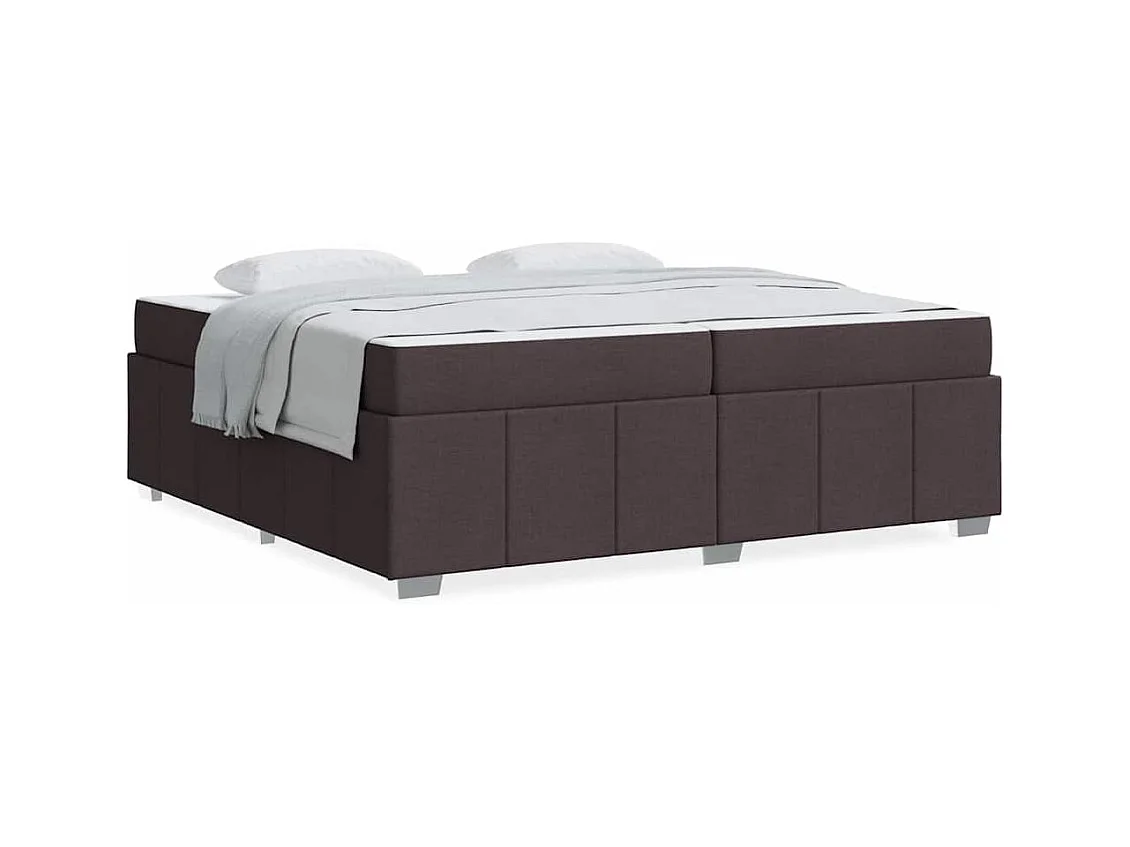 Cadre de lit avec matelas Marron foncé 200 x 200 cm tissu