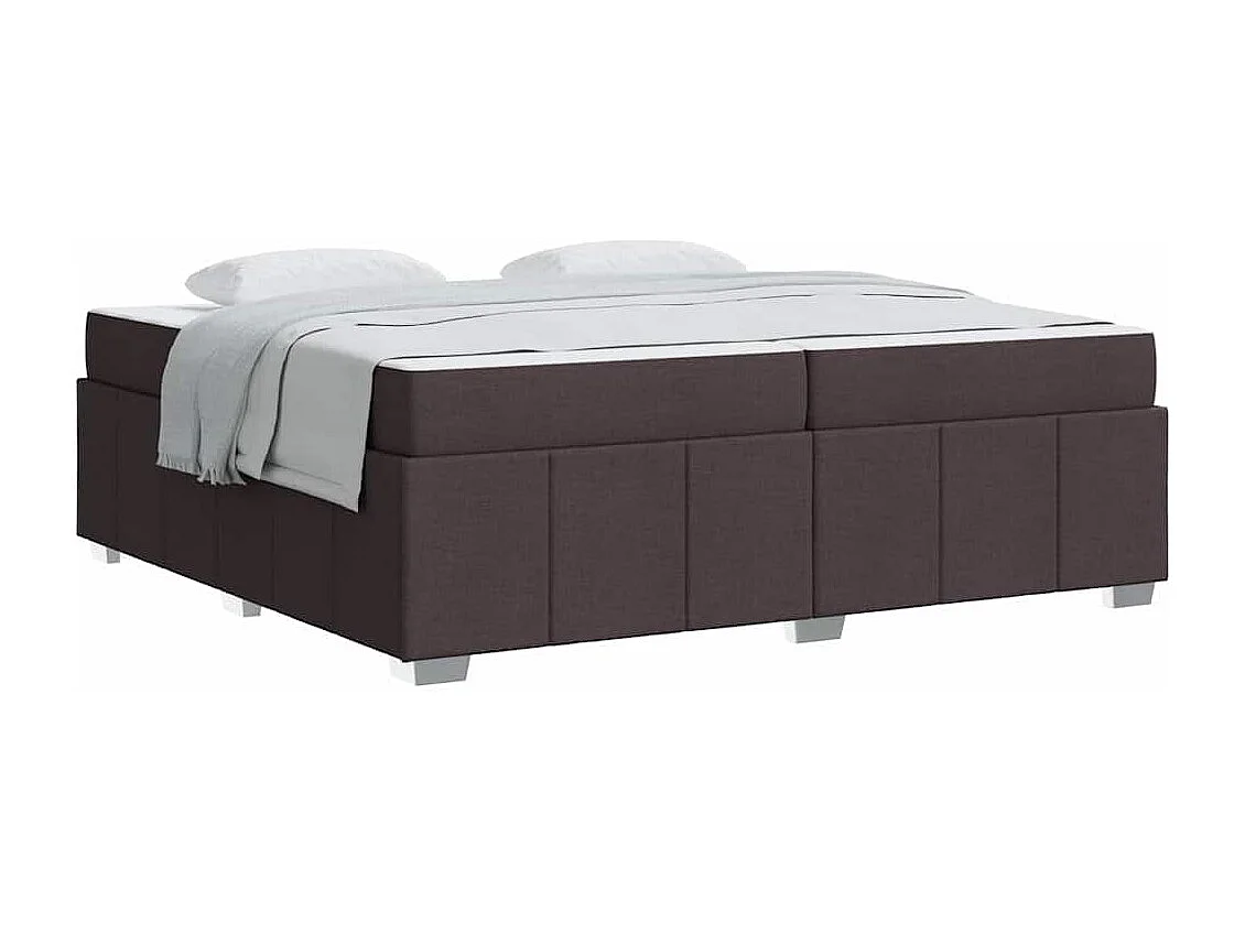 Cadre de lit avec matelas Marron foncé 200 x 200 cm tissu
