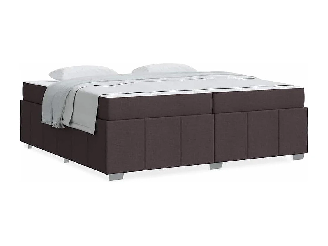 Cadre de lit avec matelas Marron foncé 200 x 200 cm tissu