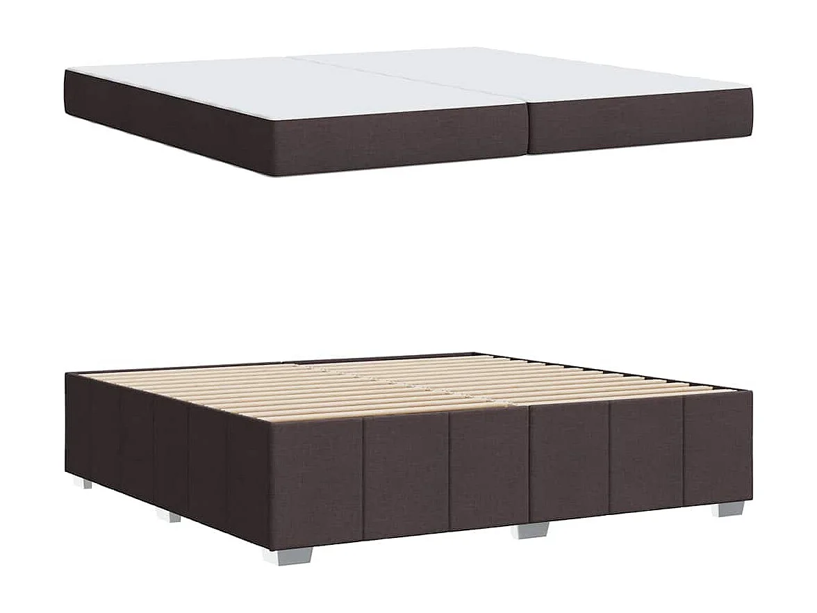 Cadre de lit avec matelas Marron foncé 200 x 200 cm tissu