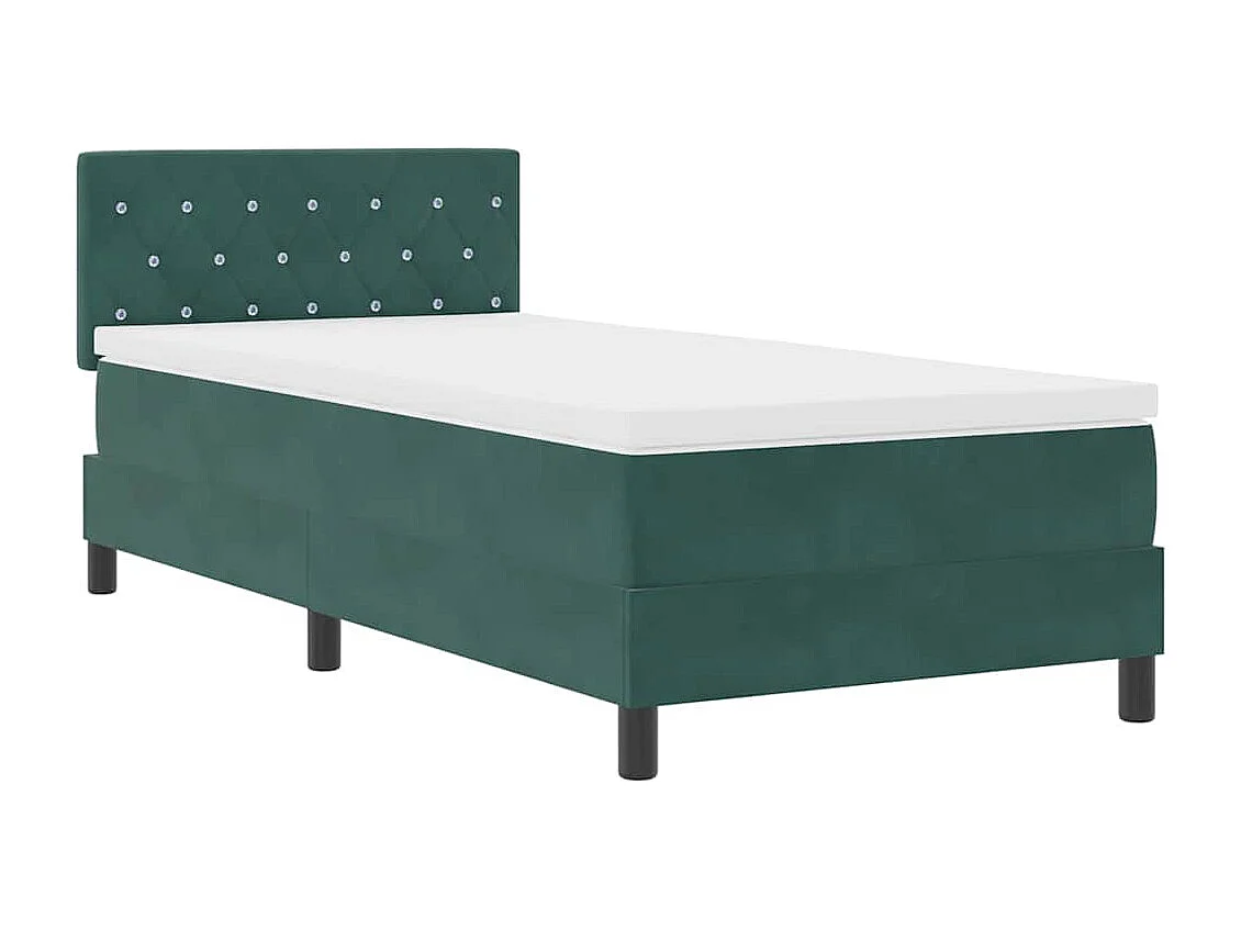 Cama con Somier y Colchón Verde oscuro 100 x 200 cm tela