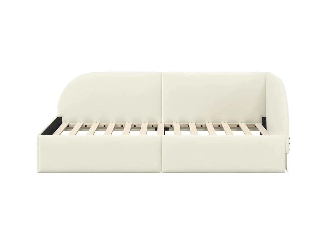 Cadre de lit d'angle avec tête de lit Crème 90 x 200 cm Velours