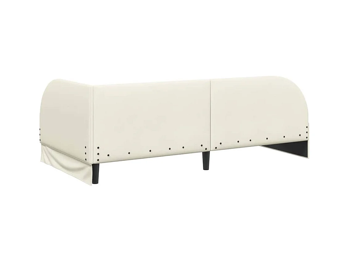 Cadre de lit d'angle avec tête de lit Crème 90 x 200 cm Velours