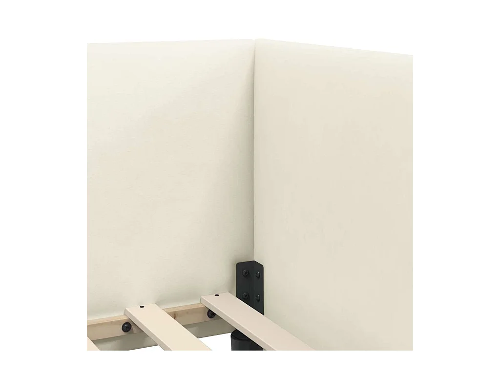 Cadre de lit d'angle avec tête de lit Crème 90 x 200 cm Velours