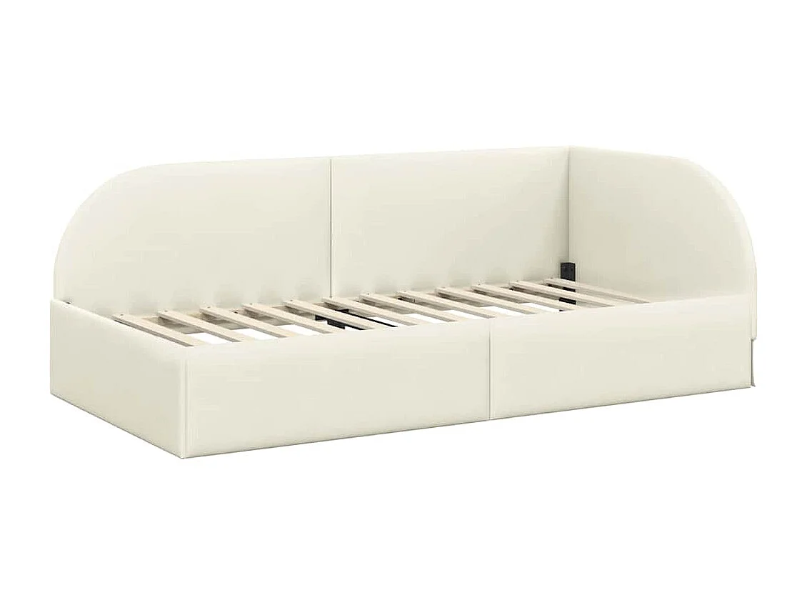 Estructura de cama en esquina Crema 90 x 200 cm Terciopelo