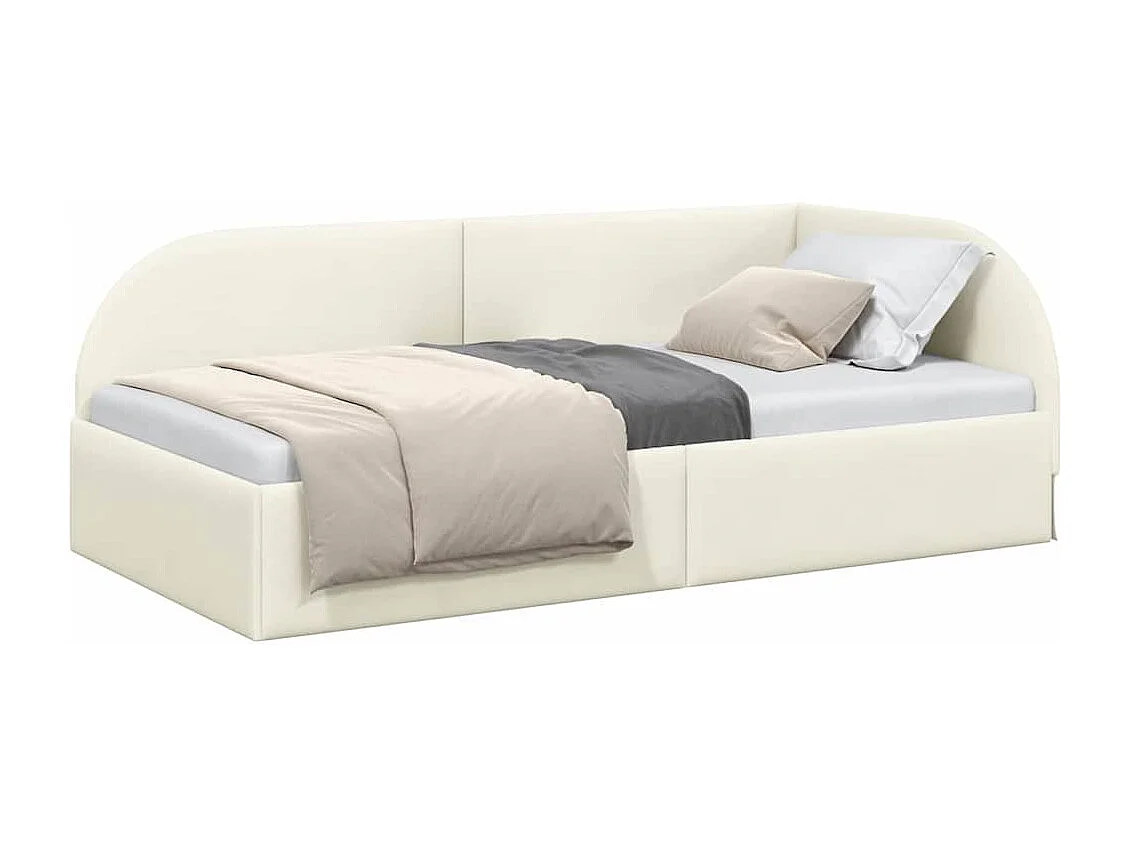 Estructura de cama en esquina Crema 90 x 200 cm Terciopelo