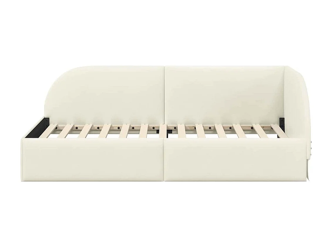 Estructura de cama en esquina Crema 90 x 200 cm Terciopelo