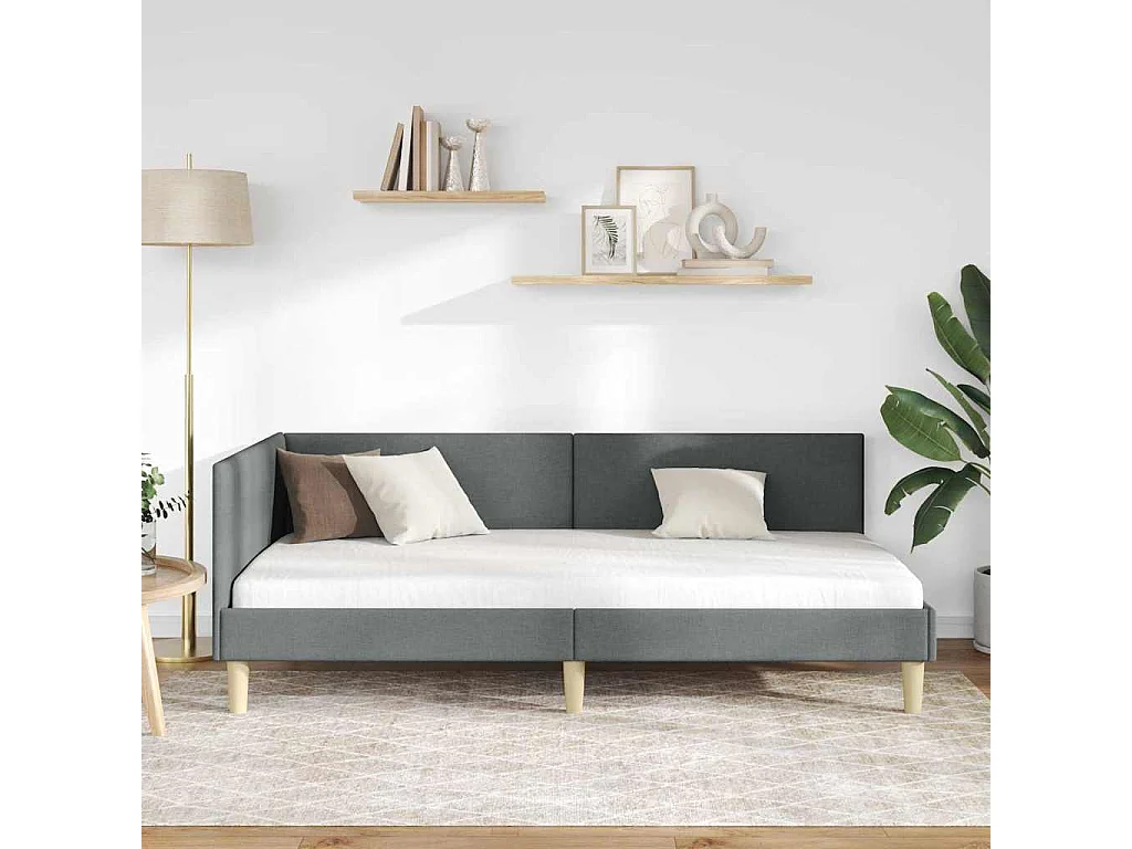 Cadre de lit d'angle Autre Gris foncé 90 x 200 cm