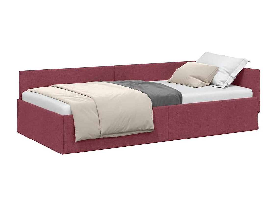 Cadre de lit d'angle Rouge bordeaux 90 x 200 cm