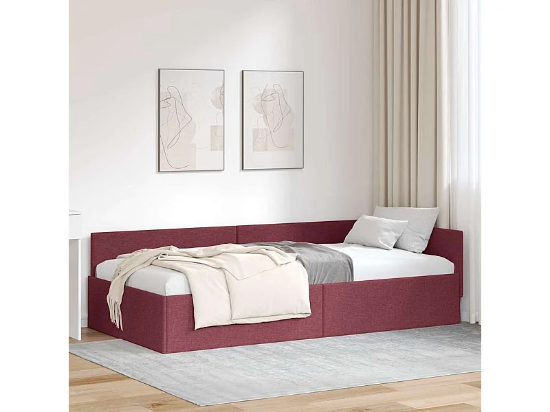 Cadre de lit d'angle Rouge bordeaux 90 x 200 cm