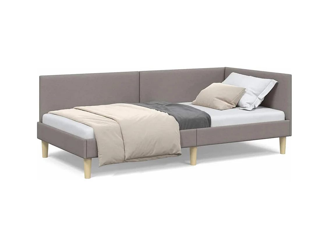 Cadre de lit d'angle Autre avec tête de lit Taupe 90 x 200 cm