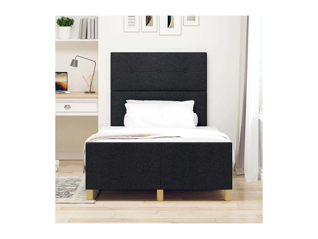 Cadre de lit avec tête de lit Noir 120 x 190 cm tissu