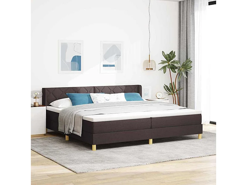 Cadre de lit Marron foncé et Blanc 200 x 200 cm Tissu