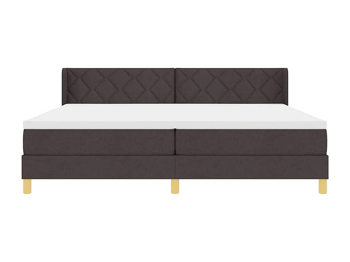 Cadre de lit Marron foncé et Blanc 200 x 200 cm Tissu