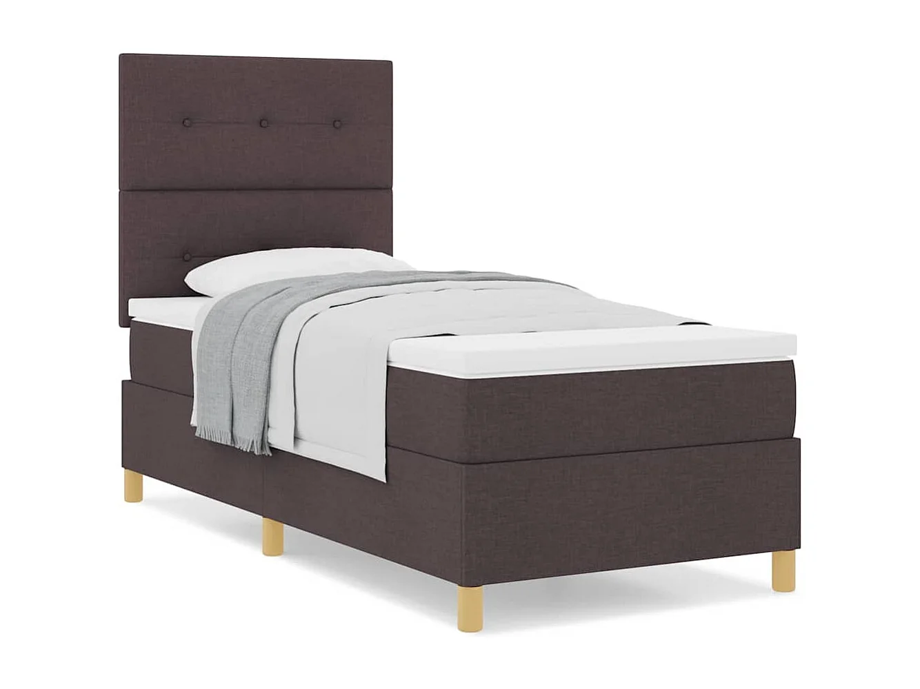Cama tipo Box Spring Marrón oscuro 90 x 190 cm tela