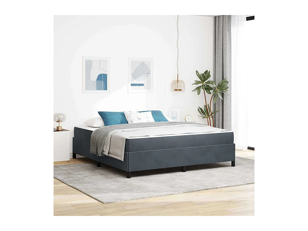 Bedframe Donkergrijs, Grijs en Wit 180 x 200 cm Fluweel
