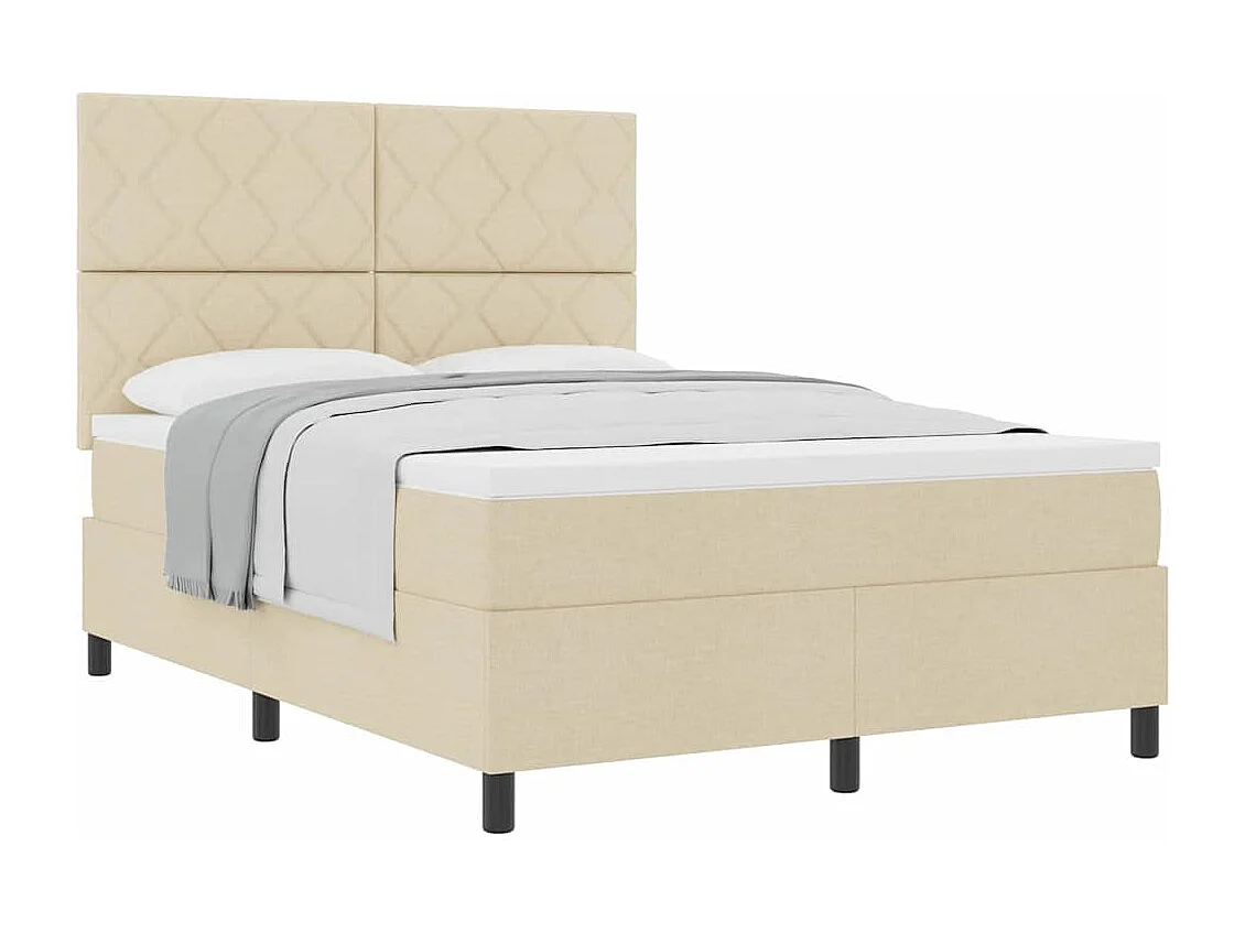 Cadre de lit avec matelas Crème 160 x 200 cm tissu