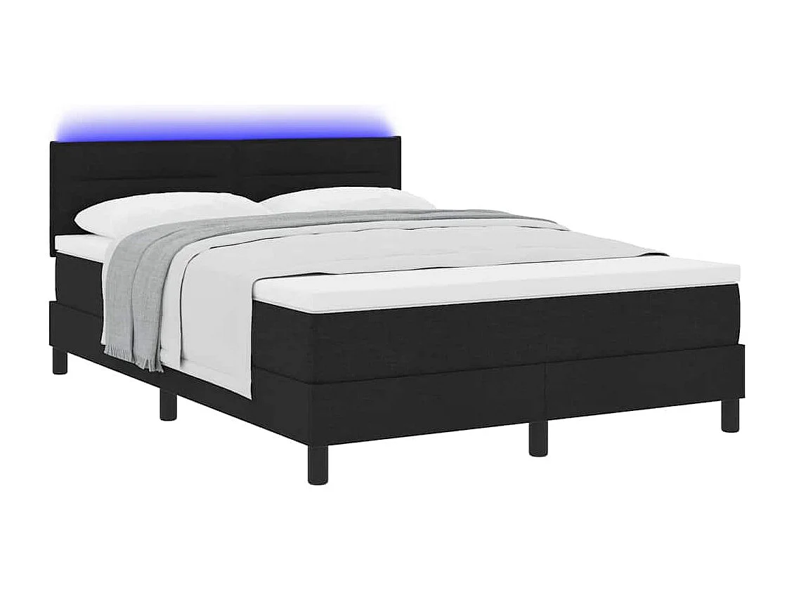 Cadre de lit avec matelas Noir 140 x 190 cm tissu