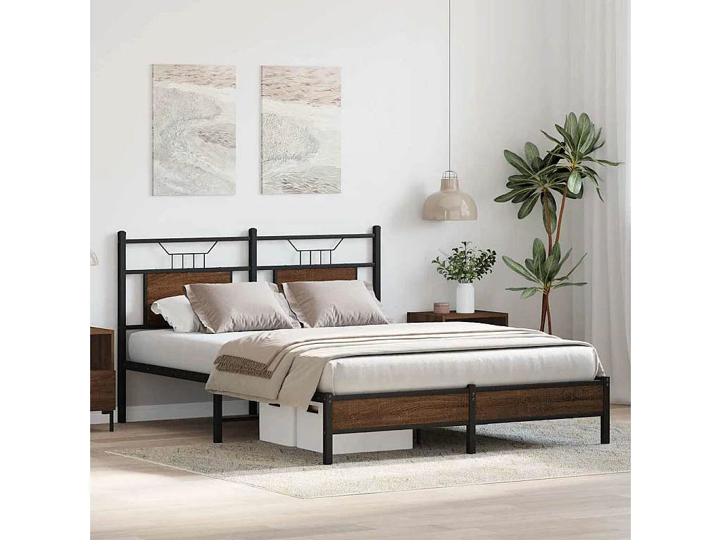 Cadre de lit sans matelas chêne marron 140x200 cm