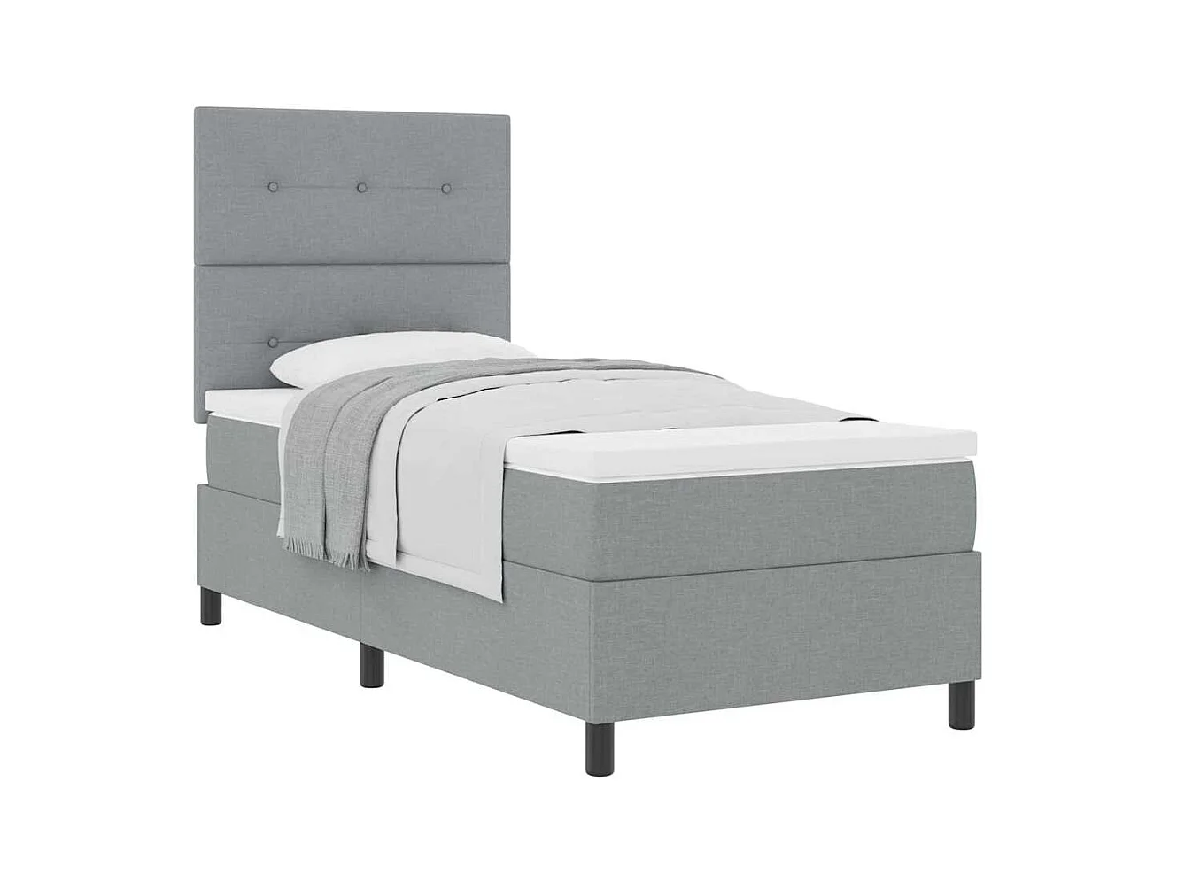 Cama Box com colchão Cinzento-claro 100 x 200 cm tecido