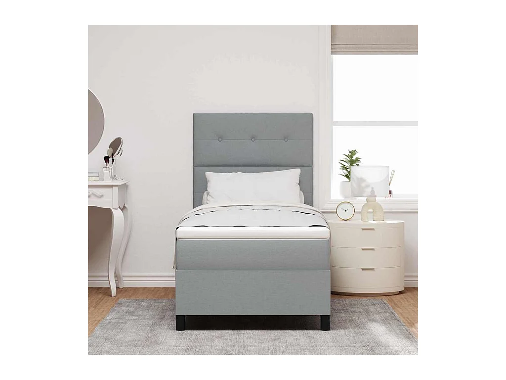 Cama Box com colchão Cinzento-claro 100 x 200 cm tecido