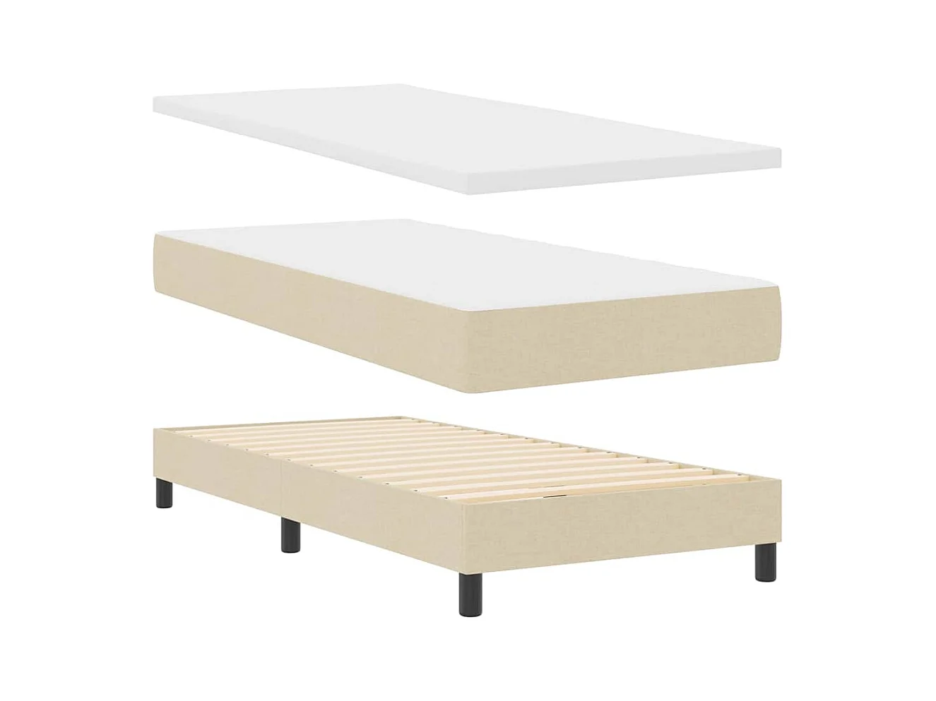 Boxspringbed met matras met matras Crème 90 x 190 cm Stof