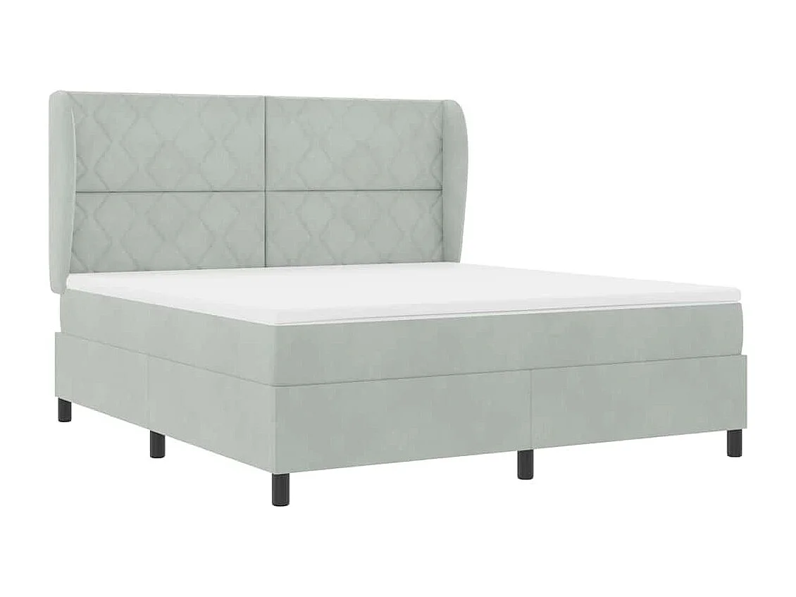 Cama tipo Box Spring Gris claro 180 x 200 cm Terciopelo