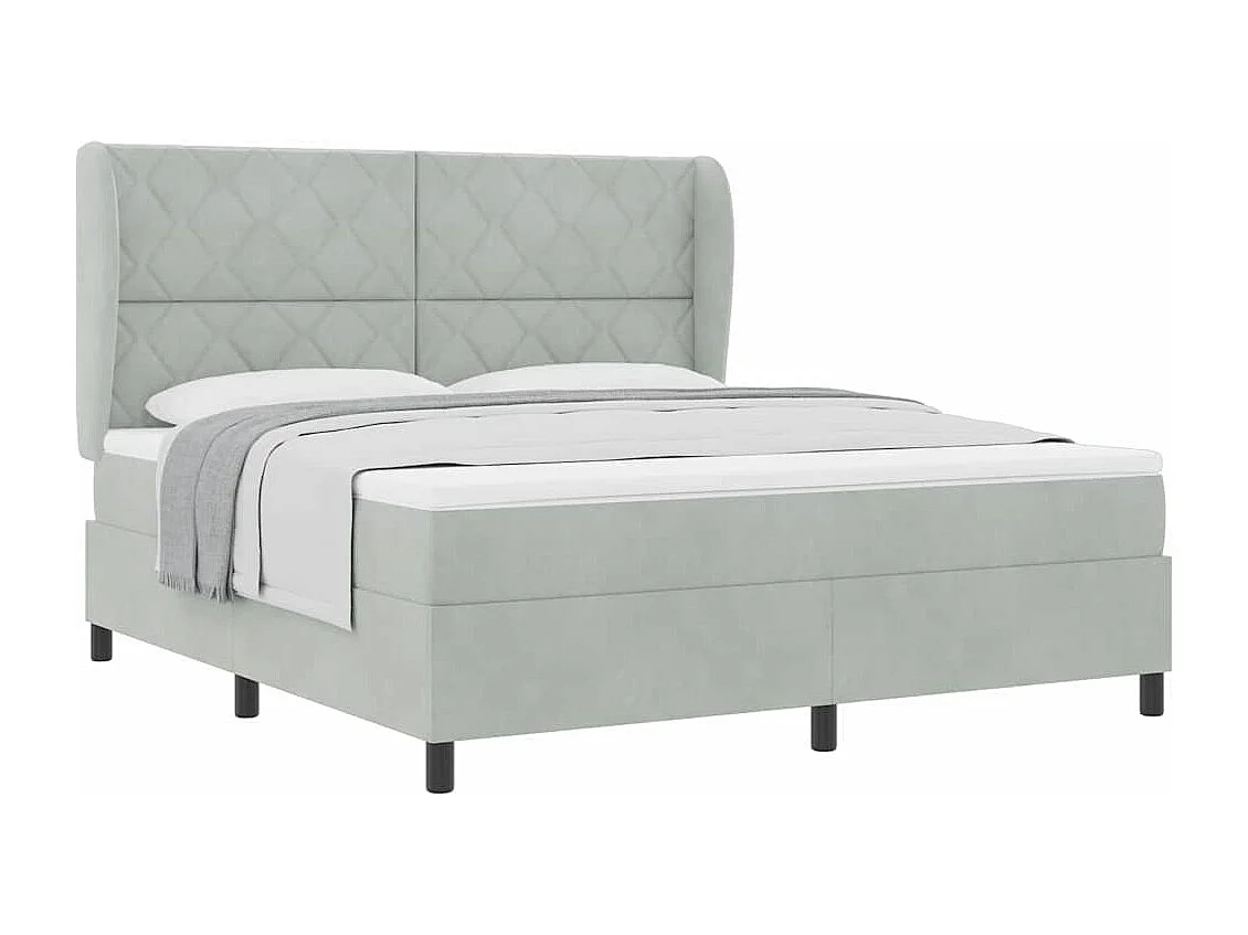Cama tipo Box Spring Gris claro 180 x 200 cm Terciopelo