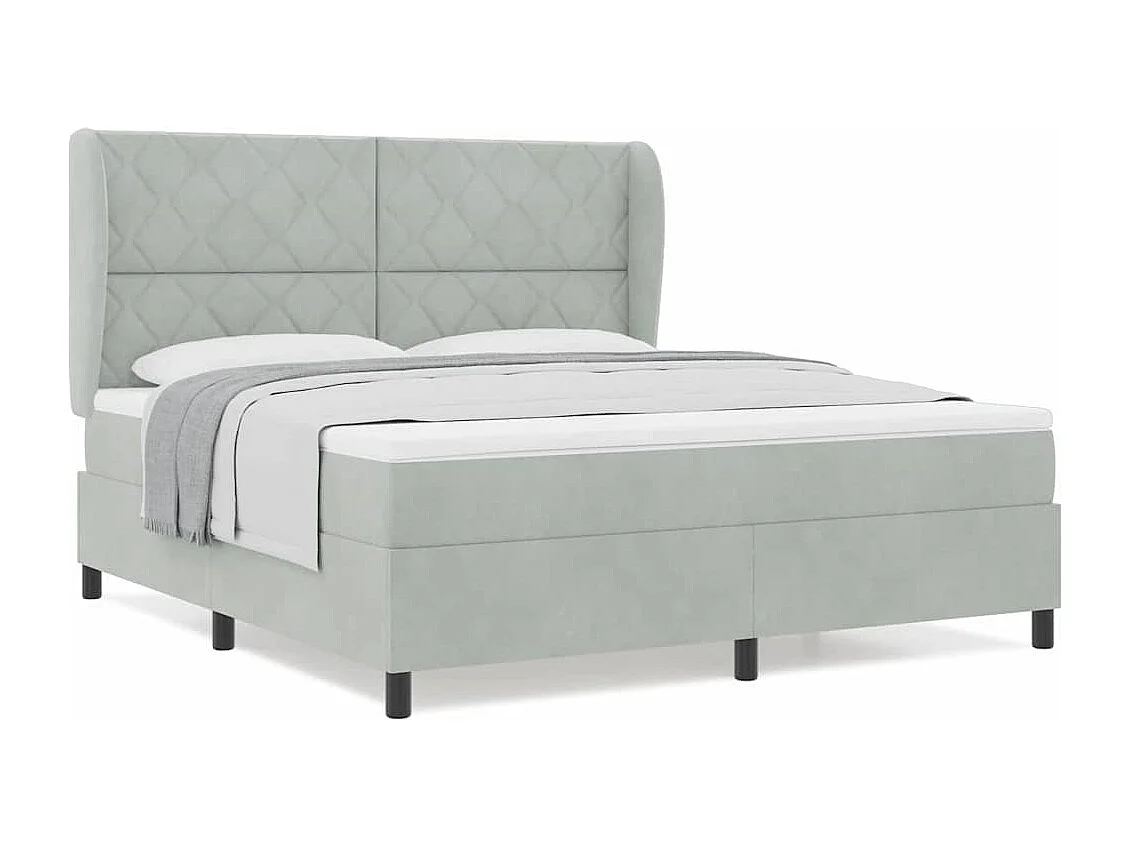 Cama tipo Box Spring Gris claro 180 x 200 cm Terciopelo