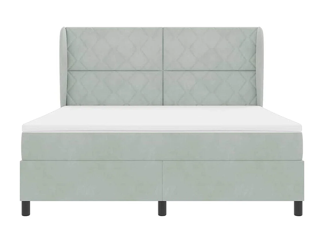 Cama tipo Box Spring Gris claro 180 x 200 cm Terciopelo