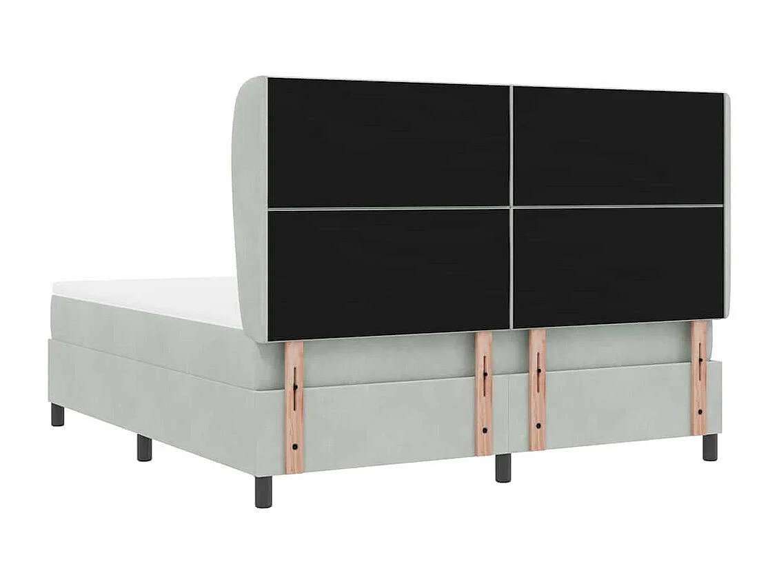 Cama tipo Box Spring Gris claro 180 x 200 cm Terciopelo