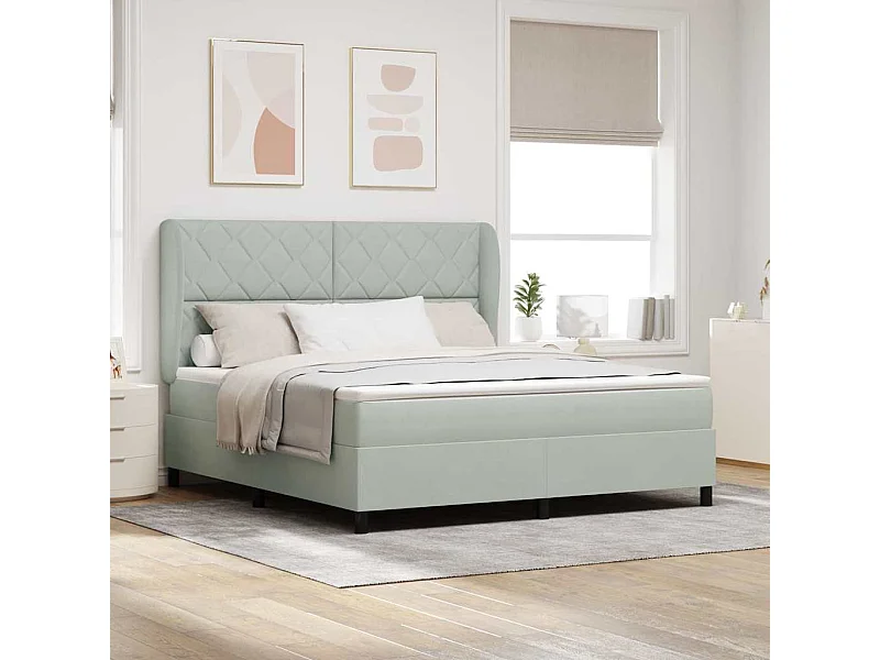 Cama tipo Box Spring Gris claro 180 x 200 cm Terciopelo