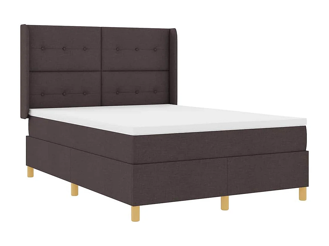 Cadre de lit avec matelas Marron foncé 140 x 190 cm tissu