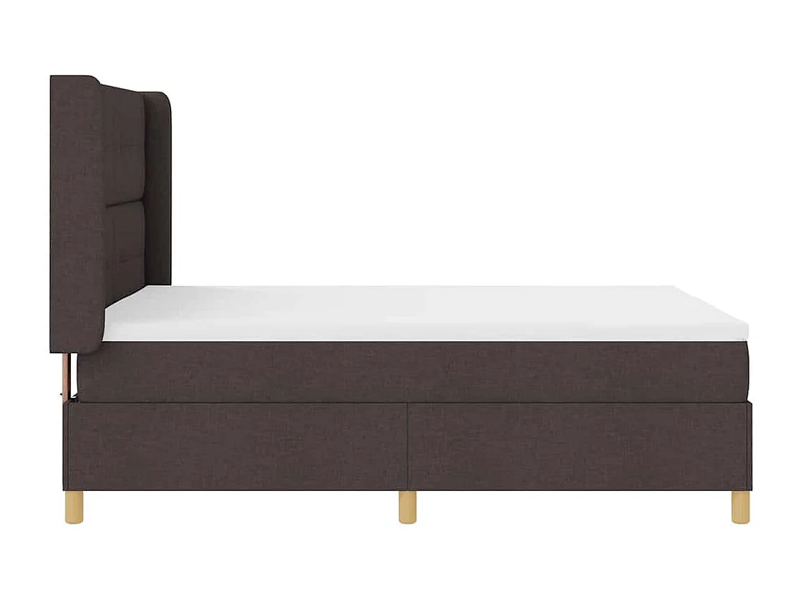Cadre de lit avec matelas Marron foncé 140 x 190 cm tissu