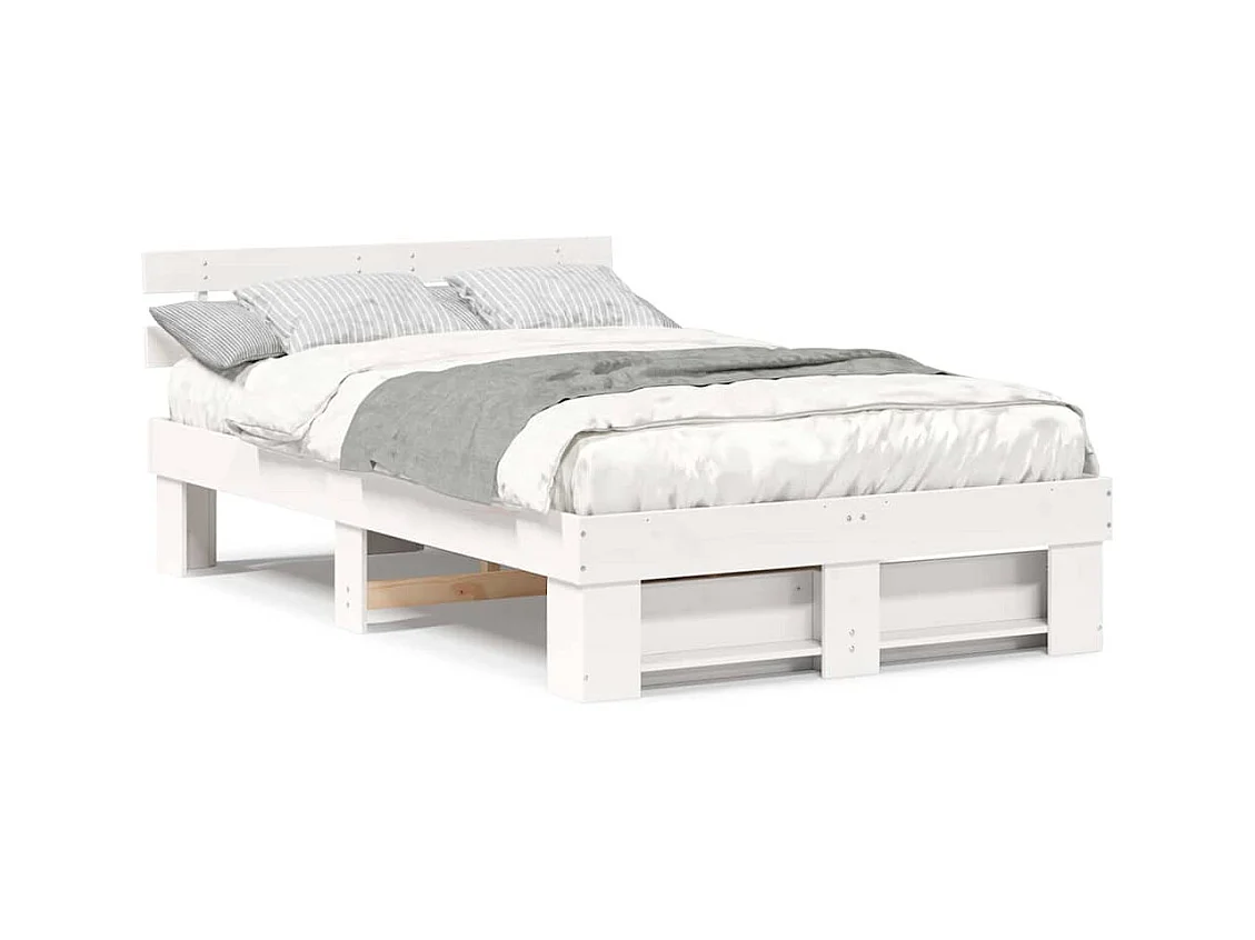 Estructura de cama 135 x 190 cm Madera maciza de pino