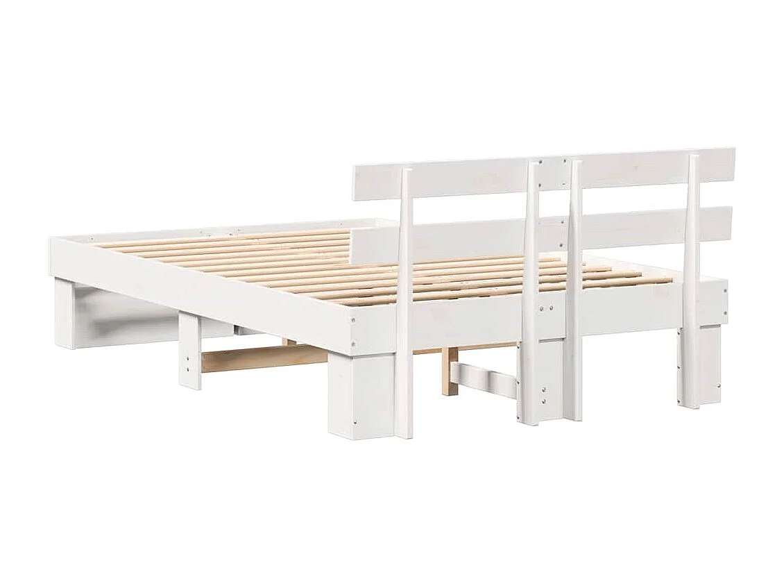 Cadre de lit Blanc 135 x 190 cm Bois massif en pin