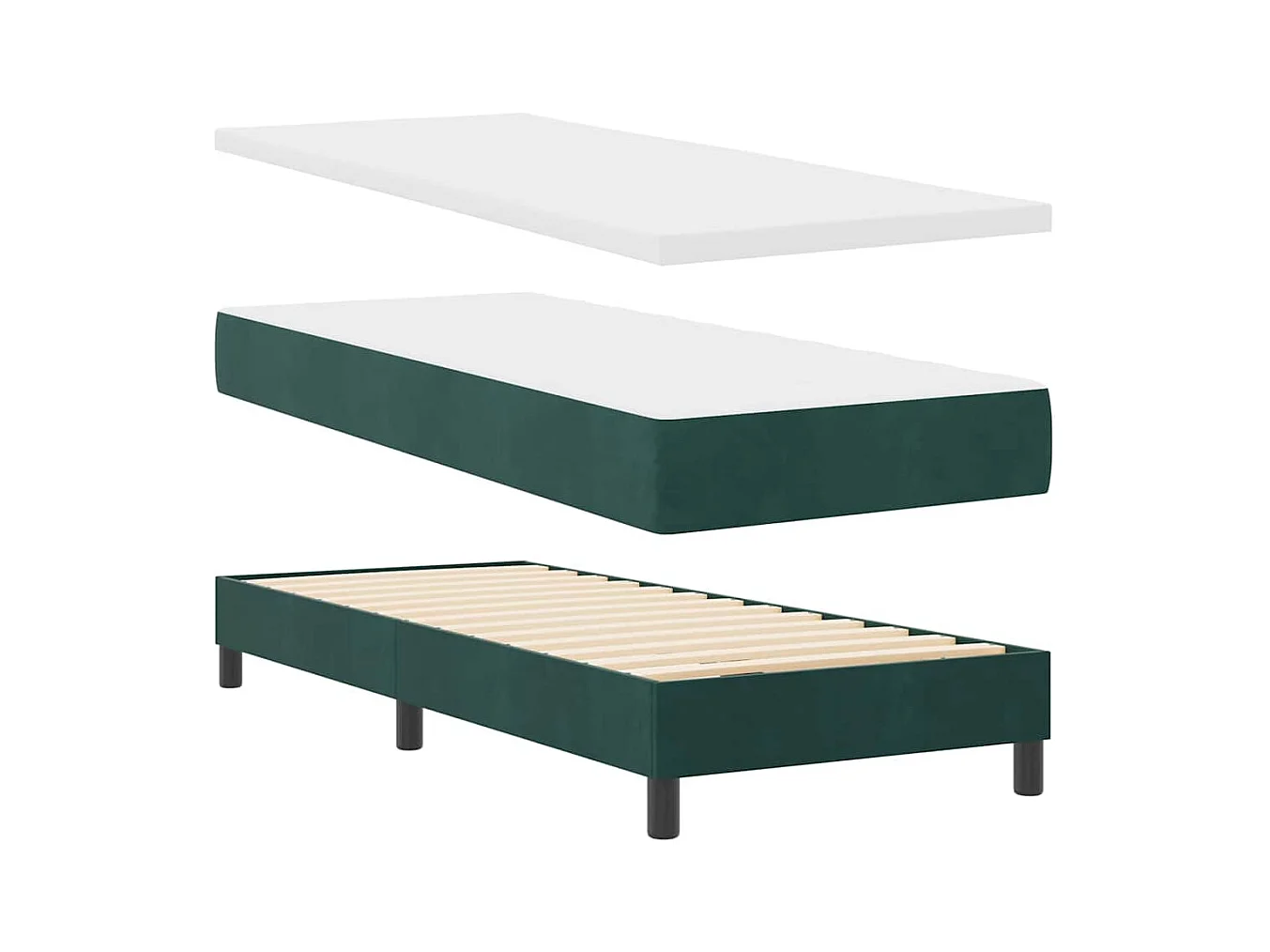 Cama con Somier y Colchón Negra 100x200 cm Terciopelo