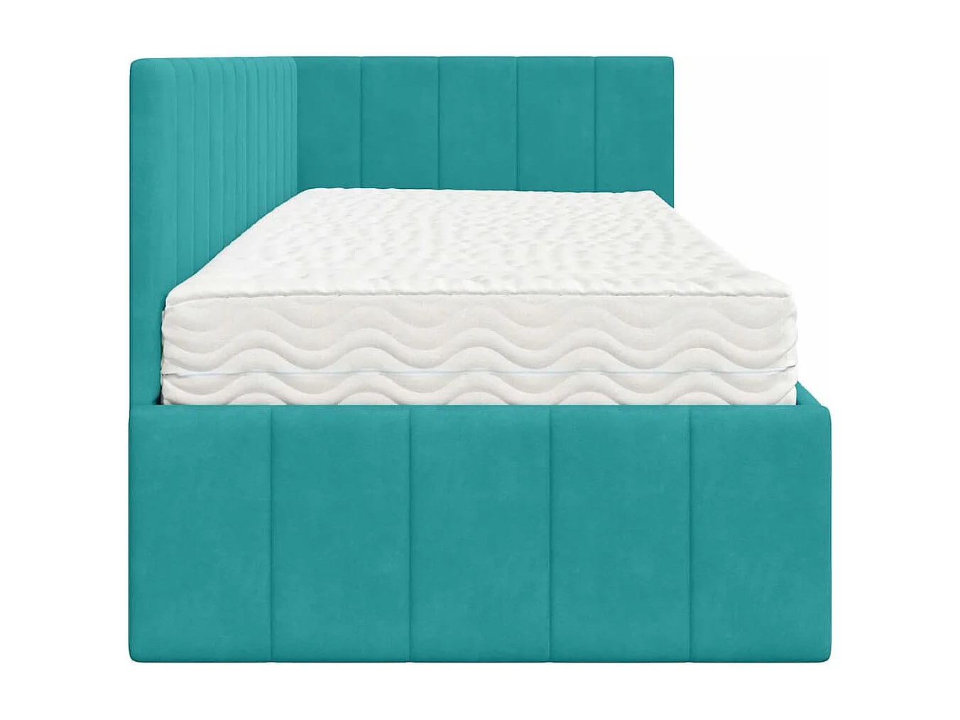 Cadre de lit d'angle avec matelas Turquoise 80 x 200 cm Velours