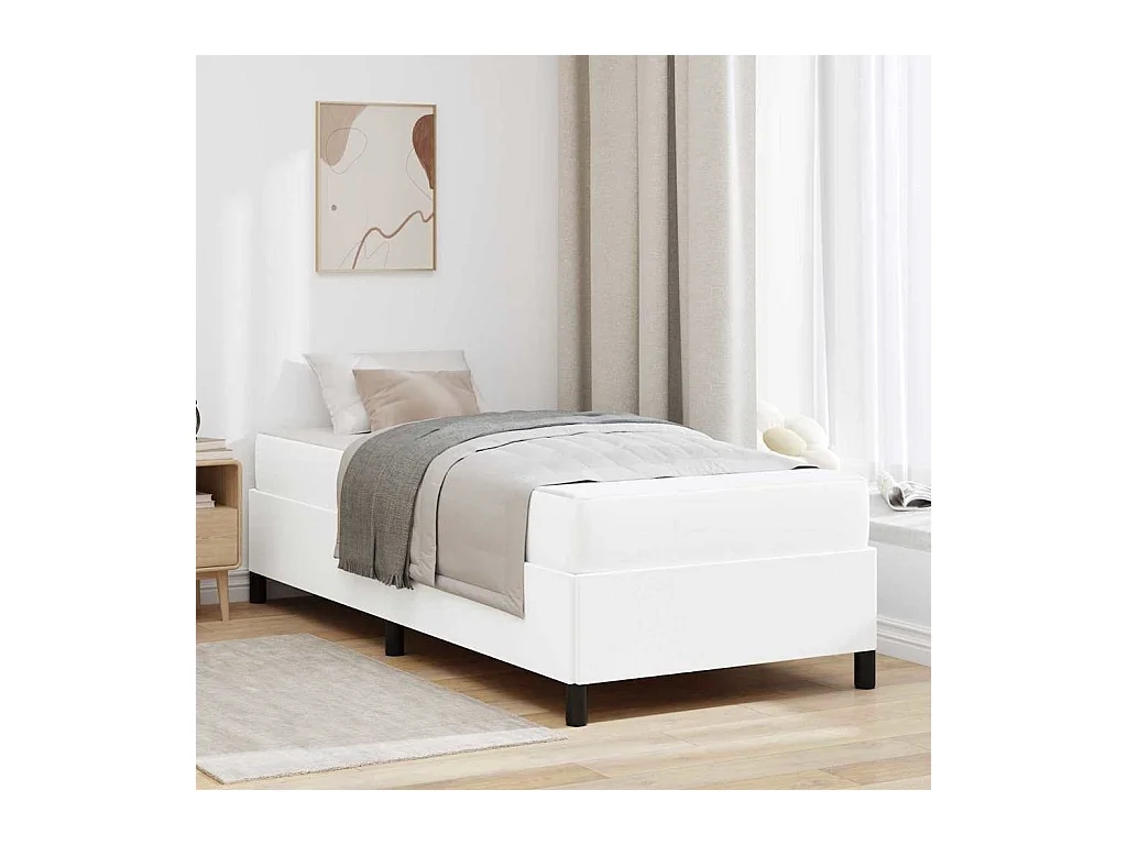 Bedframe met matras met matras Wit 90 x 200 cm Kunstleer