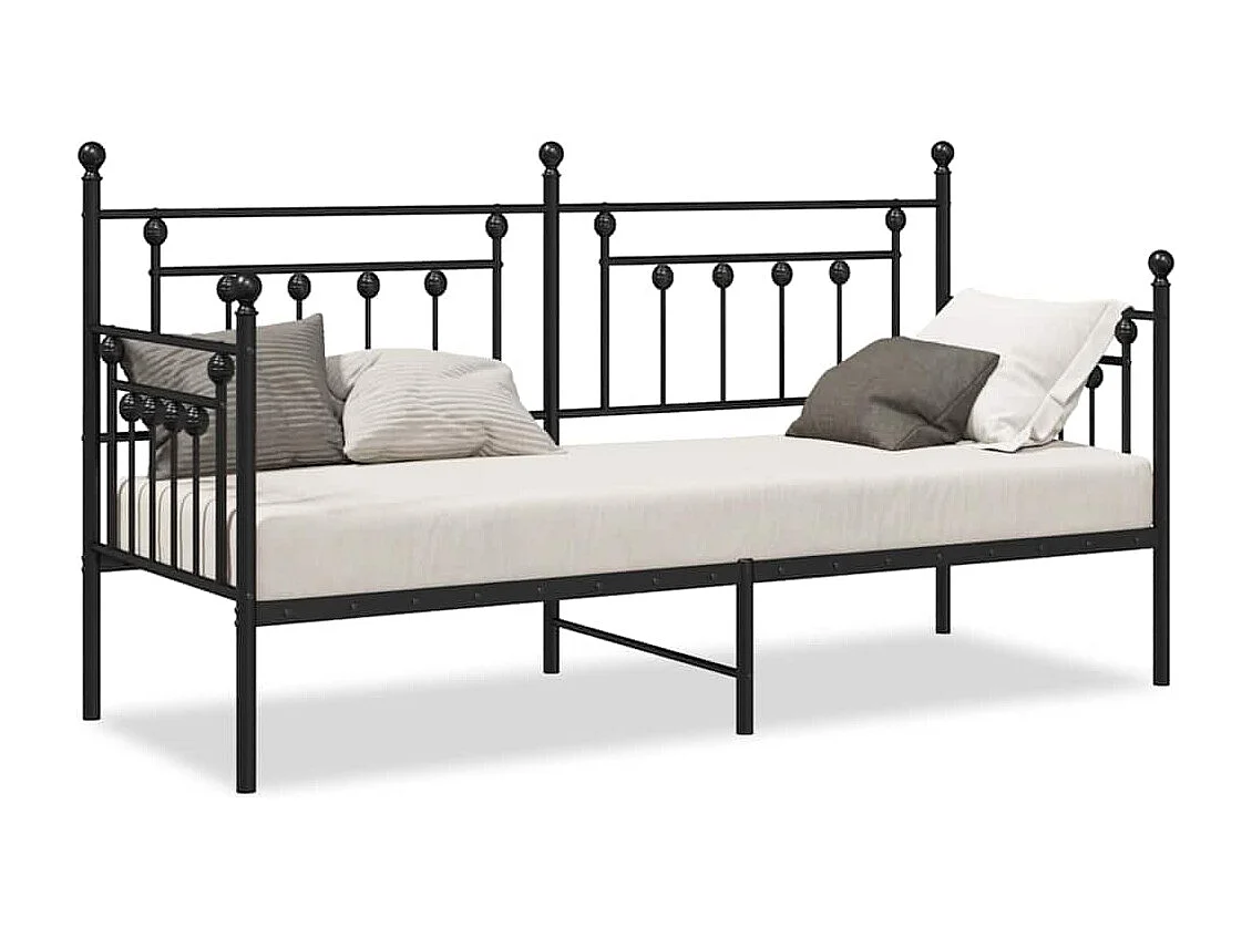 Cadre de lit de jour avec tête de lit Noir 75 x 190 cm Acier