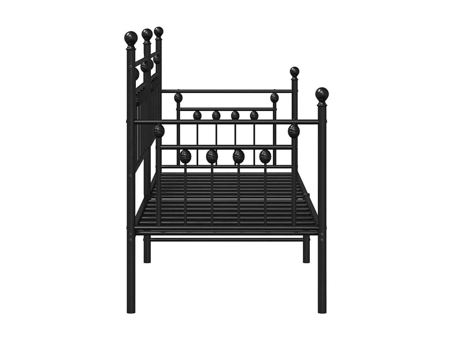 Cadre de lit de jour avec tête de lit Noir 75 x 190 cm Acier