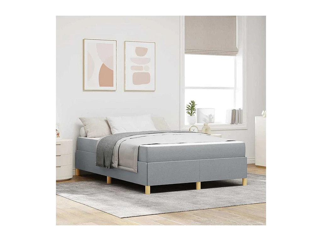 Cama tipo Box Spring Gris claro y blanco y gris claro