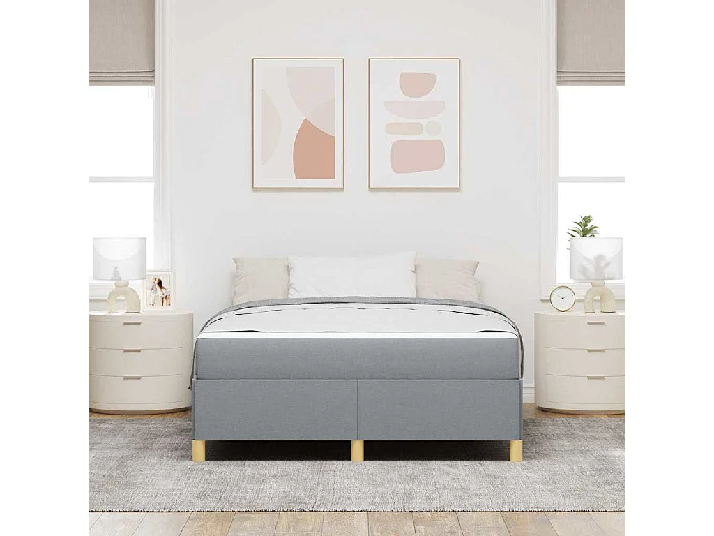 Cadre de lit Gris clair, blanc et gris clair 140 x 200 cm